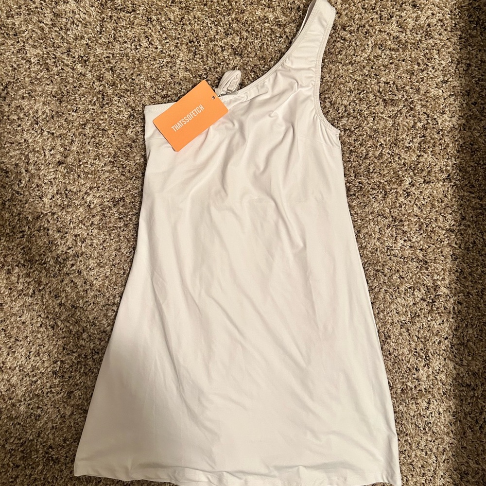 White One-Shoulder Dress Tennis Dress - Picture 3 of 4